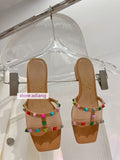 2cm transparent mesh rivet slippers grace fashion 2023 summer 35-42 high quality