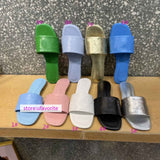 flat & 5.5cm embossing lamb leather slippers fashion shoes women 35-42 2022new