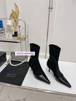 6.5cm stiletto point toe boots fashion grace shoes black women 2022 new 35-40