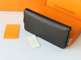 black real leather zippy zipper long wallet women fashion high quality 19.5*10*2.5cm