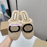 fleece fur slippers casual shoes comfort mules women high quality 2022 new 35-40