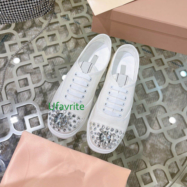 rhinestone lace up flats casual shoes white fashion women 35-39