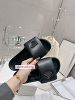 soft lamb leather slippers fashion shoes women 35-40 black white 2023 new high quality