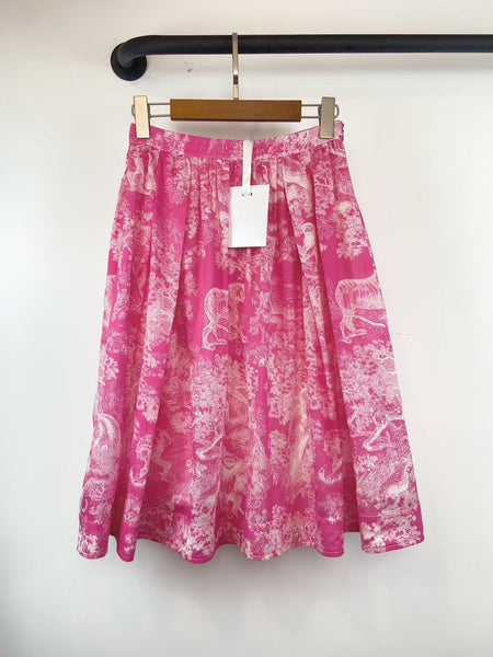 pink print skirt a-line women 2022 new SML