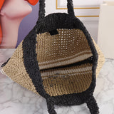 49*35*15cm Raffia Splicing stripe tote bag summer high-capacity holiday 2022 new