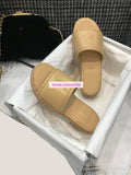 Thick bottom slope heel slippers lamb leather & tween classic women 35-40 top quality 2022