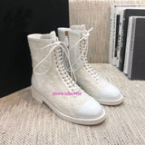 Sequin embroidery flat boots fashion shoes lace up women high quality 35-40