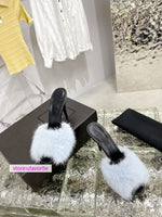 9cm stiletto high heel sandals women Mink fur slippers fashion shoes top quality 2022 new 35-40