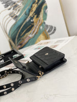 Top quality lamb leather 19cm adjustable belt black crossbody bag women  2022