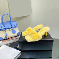 7cm stiletto fleece fur slippers sandals fashion shoes women high quality 2022