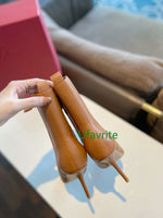pointed toe thin 8cm high heel short boots cow leather metal shoes fashion women high quality 35-41