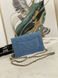 top quality denim gold bead chain 19cm crossbody bag women  2022