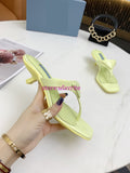 real leather 4.5cm high heel Flip-Flop slippers  fashion women top quality 35-41 8 colors