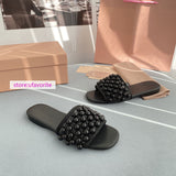 7cm/flats pearls slippers brief shoes fashion women high quality 35-40 2022new high quality