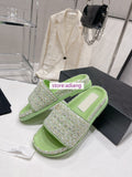 tweed flats slippers casual comfort fashion shoes women 2023 35-40 high quality