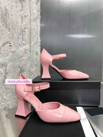 8.5cm high thick heel cow leather pump fashion soft shoes women 2022ss 35-40 high quality