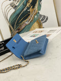 top quality denim gold bead chain 19cm crossbody bag women  2022