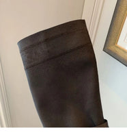 thick heel fabric+leather high boots fashion shoes women 2022 new high quality 35-41