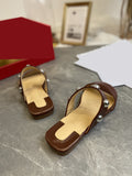 cow leather rivet flats slippers sandals women high quality 2022 new 34-43