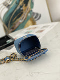 Top quality denim 11cm gold bead chian belt mosmetic Bag crossbody bag blue women 2022