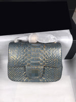 17cm Python pattern lamb leather lining gold chain crossbody bag top quality