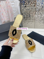 embroidy houndstooth leather blingbling flats slippers grace shoes women 2023 35-41