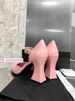 8.5cm high thick heel cow leather pump fashion soft shoes women 2022ss 35-40 high quality