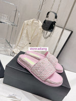 tweed flats slippers casual comfort fashion shoes women 2023 35-40 high quality