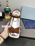 cow leather flats casual slippers sandals women fashion 2022new high quality 35-41