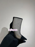 9.5cm stiletto point toe hot drill neck boots 2023 summer black 35-39 high quality